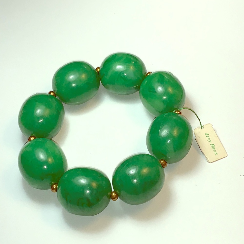 VNTG LEVY BROS Green Statement Bracelet